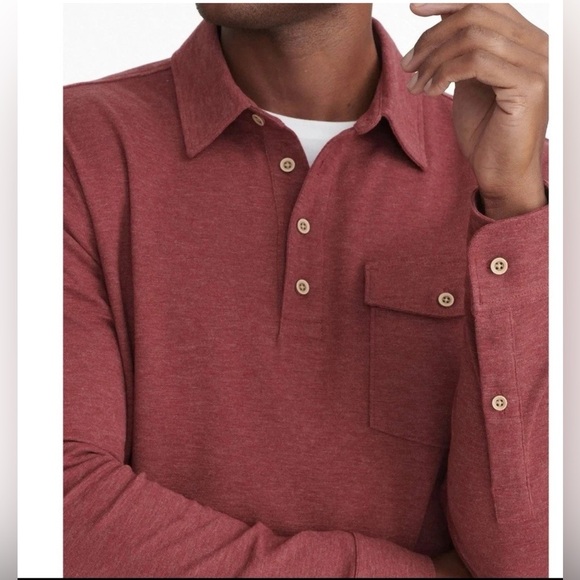 UNTUCKit Men's Matthieu Long Sleeve Polo Shirt Berry Size 2XL casual office - Picture 2 of 10
